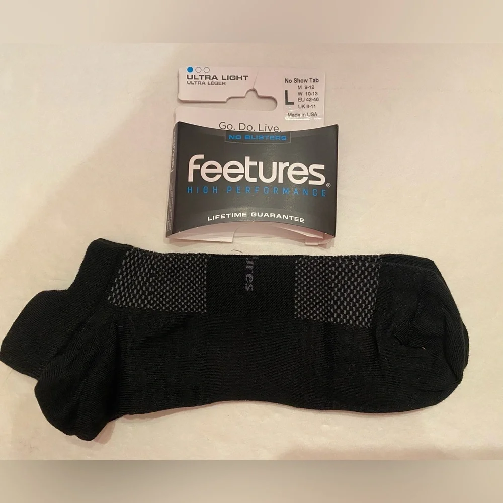 Feetures Unisex‎ High Performance Ultra Light No Show Tab Socks Size Large